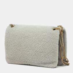 Pre Owned Chanel Grey Quilted Shearling Chain Flap