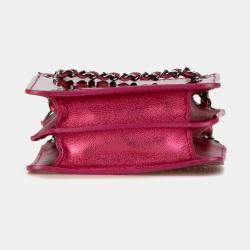 Pre Owned Chanel Pink CC Patent Phone Holder Crossbody