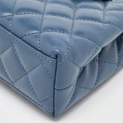 Pre Owned Chanel Blue Quilted Leather Kelly Mini Shopping Bag
