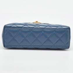 Pre Owned Chanel Blue Quilted Leather Kelly Mini Shopping Bag