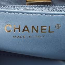 Pre Owned Chanel Blue Quilted Leather Kelly Mini Shopping Bag