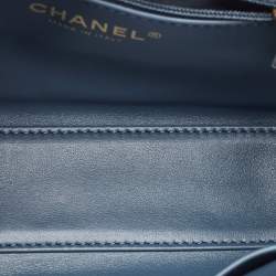 Pre Owned Chanel Blue Quilted Leather Kelly Mini Shopping Bag