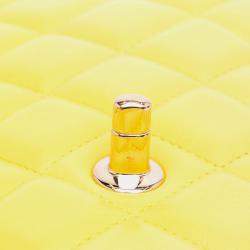 Pre Owned Chanel Yellow Jumbo Classic Lambskin Double Flap