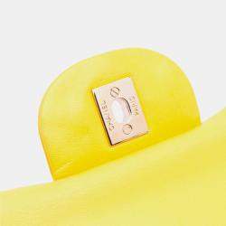 Pre Owned Chanel Yellow Jumbo Classic Lambskin Double Flap