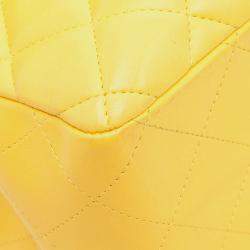 Pre Owned Chanel Yellow Jumbo Classic Lambskin Double Flap