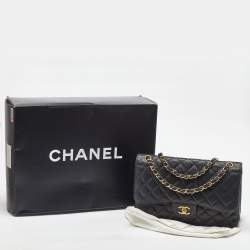 Pre Owned Chanel Black Quilted Caviar Leather Jumbo Classic Double Flap Bag