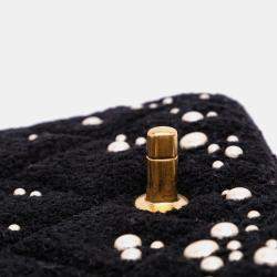 Pre Owned Chanel Black Small Tweed Pearl Cosmos Flap Bag