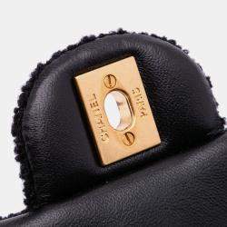 Pre Owned Chanel Black Small Tweed Pearl Cosmos Flap Bag