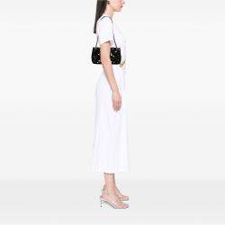 Pre Owned Chanel Black Small Tweed Pearl Cosmos Flap Bag