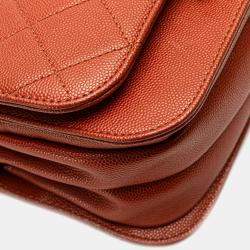Pre Owned Chanel Red Mini CC Quilted Caviar Messenger Single Flap