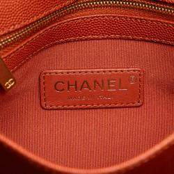 Pre Owned Chanel Red Mini CC Quilted Caviar Messenger Single Flap