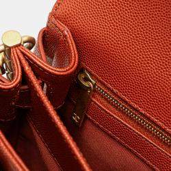 Pre Owned Chanel Red Mini CC Quilted Caviar Messenger Single Flap