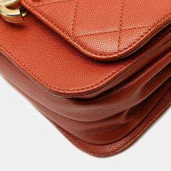 Pre Owned Chanel Red Mini CC Quilted Caviar Messenger Single Flap
