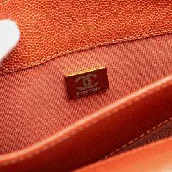Pre Owned Chanel Red Mini CC Quilted Caviar Messenger Single Flap