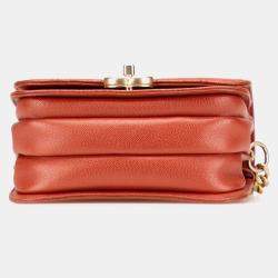 Pre Owned Chanel Red Mini CC Quilted Caviar Messenger Single Flap