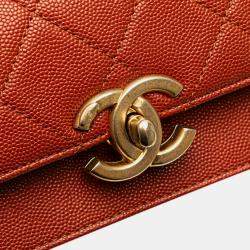 Pre Owned Chanel Red Mini CC Quilted Caviar Messenger Single Flap