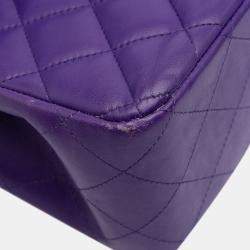 Pre Owned Chanel Purple Jumbo Classic Lambskin Double Flap
