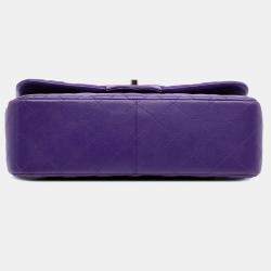 Pre Owned Chanel Purple Jumbo Classic Lambskin Double Flap