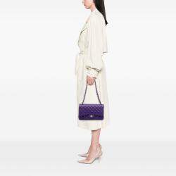 Pre Owned Chanel Purple Jumbo Classic Lambskin Double Flap