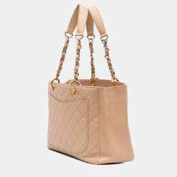 Pre Owned Chanel Beige Caviar Grand Shopping Tote
