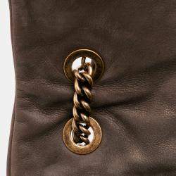 Pre Owned Chanel Brown Large Quilted Iridescent Calfskin Shiva Flap