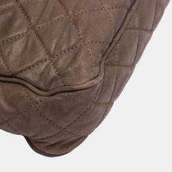 Pre Owned Chanel Brown Large Quilted Iridescent Calfskin Shiva Flap