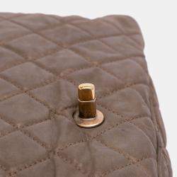 Pre Owned Chanel Brown Large Quilted Iridescent Calfskin Shiva Flap