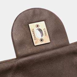 Pre Owned Chanel Brown Large Quilted Iridescent Calfskin Shiva Flap