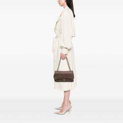 Pre Owned Chanel Brown Large Quilted Iridescent Calfskin Shiva Flap