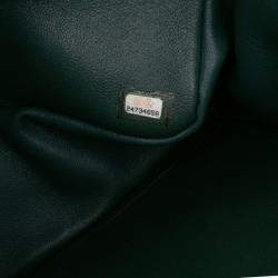 Pre Owned Chanel Green Jumbo Classic Chevron Lambskin Double Flap