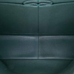 Pre Owned Chanel Green Jumbo Classic Chevron Lambskin Double Flap