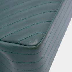 Pre Owned Chanel Green Jumbo Classic Chevron Lambskin Double Flap