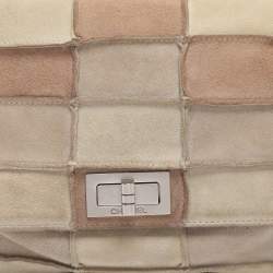 Pre Owned Chanel Beige Suede Patchwork 2.55 Reissue Flap Bag