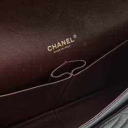 Pre Owned Chanel Black Quilted Caviar Leather Jumbo Classic Double Flap Bag