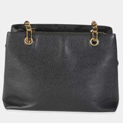 Pre Owned Chanel Vintage 24k Black Front Pocket Shoulder Bag
