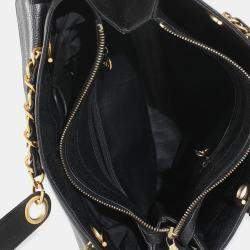 Pre Owned Chanel Vintage 24k Black Front Pocket Shoulder Bag