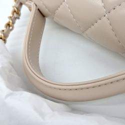 Pre Owned Chanel Beige Leather Small Top Handle Flap Bag