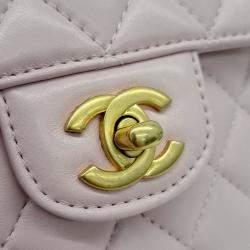 Pre Owned Chanel Pink Leather Small Top Handle Flap Bag