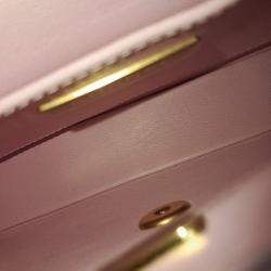 Pre Owned Chanel Pink Leather Small Top Handle Flap Bag