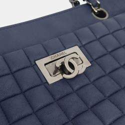Pre Owned Chanel Blue Leather Chain Shoulder Bag