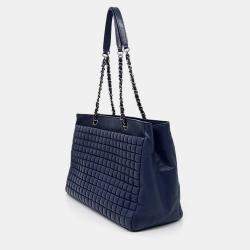 Pre Owned Chanel Blue Leather Chain Shoulder Bag
