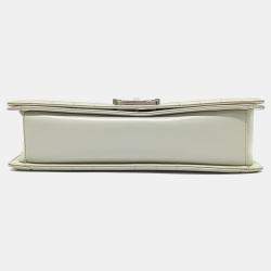 Pre Owned Chanel Green Leather Boy Bag Large