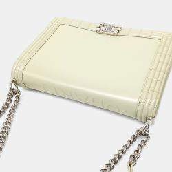 Pre Owned Chanel Green Leather Boy Bag Large