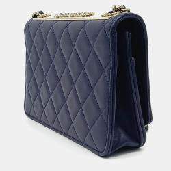 Pre Owned Chanel Navy Blue Leather Lambskin Trendy CC WOC Mini Crossbody Bag