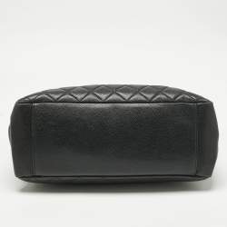 Pre Owned Chanel Black Quilted Caviar Leather Grand Shopper Tote