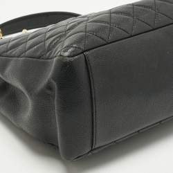 Pre Owned Chanel Black Quilted Caviar Leather Grand Shopper Tote