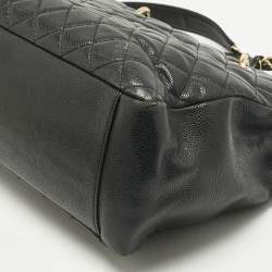 Pre Owned Chanel Black Quilted Caviar Leather Grand Shopper Tote