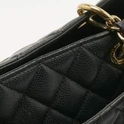 Pre Owned Chanel Black Quilted Caviar Leather Grand Shopper Tote
