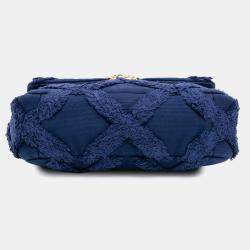 Pre Owned Chanel Blue Medium Canvas and Cotton 19 Flap