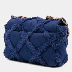 Pre Owned Chanel Blue Medium Canvas and Cotton 19 Flap